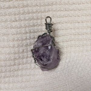 Purple Wire-Wrapped Crystal Necklace
